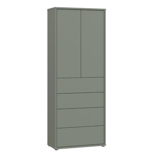 Alice Springs Tall Storage Cabinet with Push-to-Open Doors & 4 Drawers in Sage Green