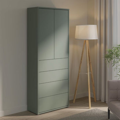 Alice Springs Tall Storage Cabinet with Push-to-Open Doors & 4 Drawers in Sage Green