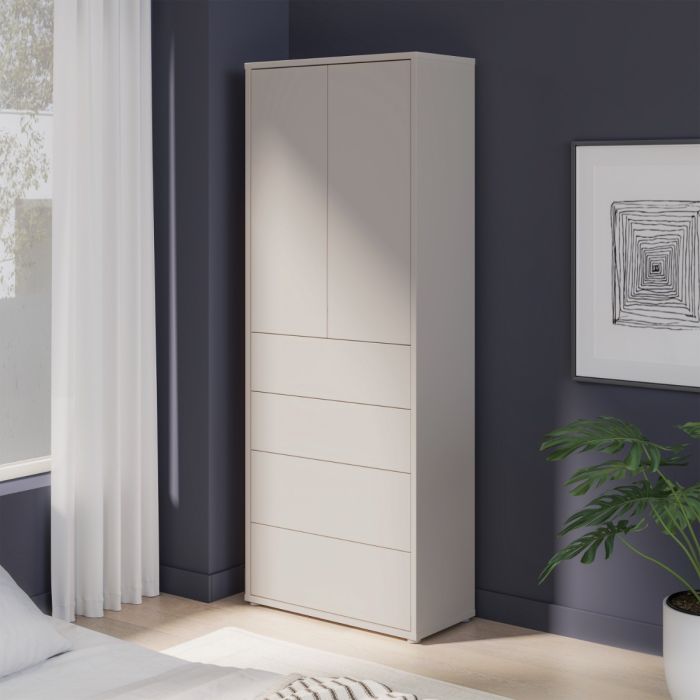 Alice Springs Tall Storage Cabinet with Push-to-Open Doors & 4 Drawers in Sand