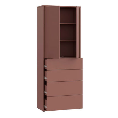 Alice Springs Tall Storage Cabinet with Push-to-Open Doors & 4 Drawers in Terracotta