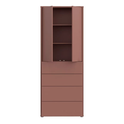 Alice Springs Tall Storage Cabinet with Push-to-Open Doors & 4 Drawers in Terracotta