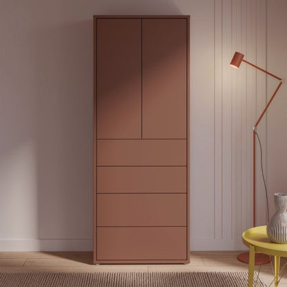 Alice Springs Tall Storage Cabinet with Push-to-Open Doors & 4 Drawers in Terracotta