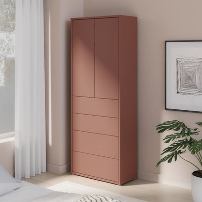 Alice Springs Tall Storage Cabinet with Push-to-Open Doors & 4 Drawers in Terracotta