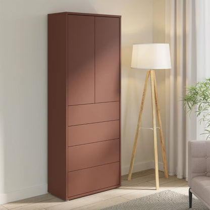 Alice Springs Tall Storage Cabinet with Push-to-Open Doors & 4 Drawers in Terracotta