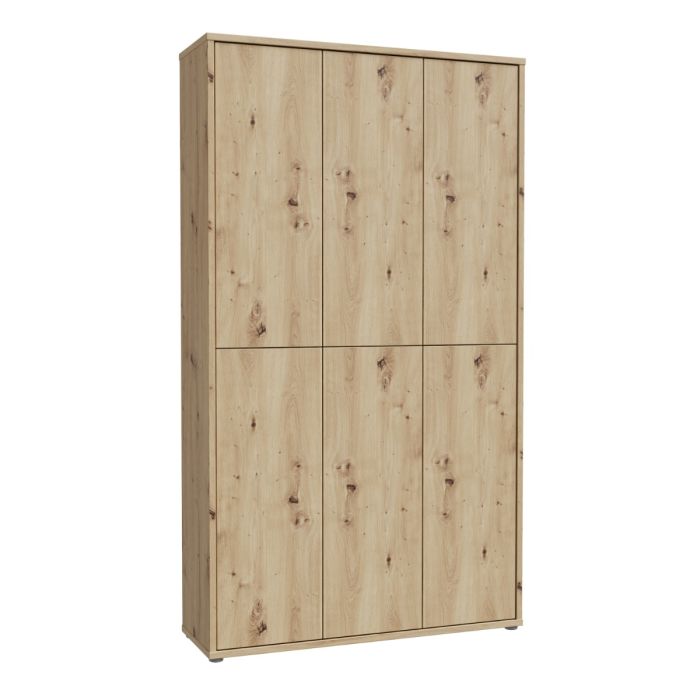 Alice Springs Shoe Cabinet with 6 Doors Push-to-Open in Artisan Oak