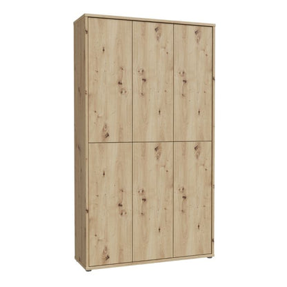 Alice Springs Shoe Cabinet with 6 Doors Push-to-Open in Artisan Oak