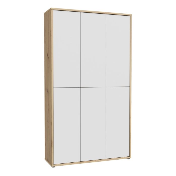 Alice Springs Shoe cabinet with 6 Doors Push-to-Open in Artisan Oak and Light Grey Doors