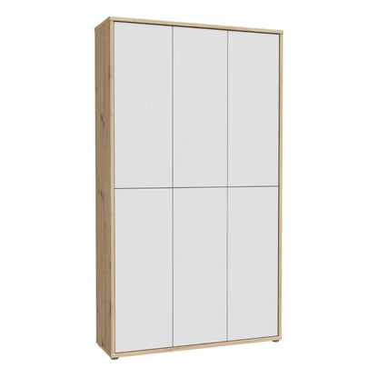 Alice Springs Shoe cabinet with 6 Doors Push-to-Open in Artisan Oak and Light Grey Doors