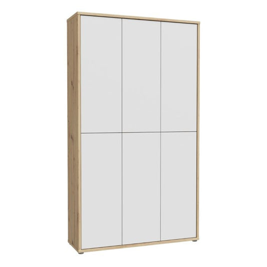 Alice Springs Shoe cabinet with 6 Doors Push-to-Open in Artisan Oak and Light Grey Doors
