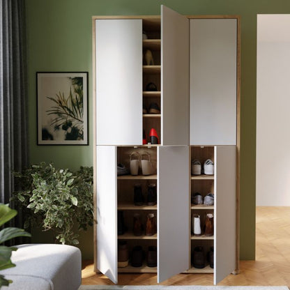 Alice Springs Shoe cabinet with 6 Doors Push-to-Open in Artisan Oak and Light Grey Doors