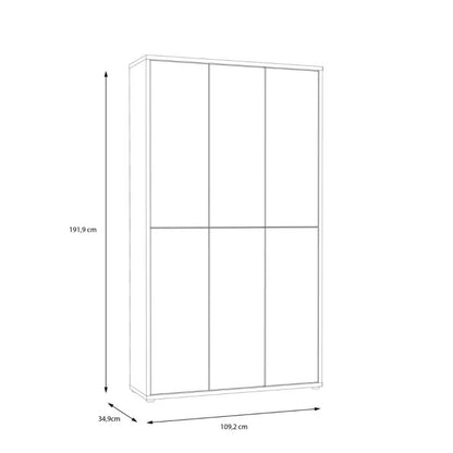 Alice Springs Shoe cabinet with 6 Doors Push-to-Open in Artisan Oak and Light Grey Doors