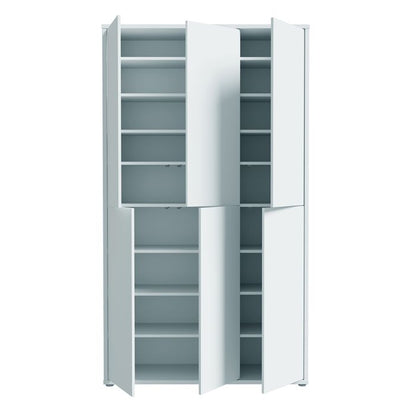 Alice Springs Tall Shoe Cabinet with 6 Doors Push-to-Open in Light Grey