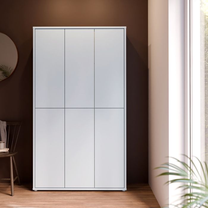 Alice Springs Tall Shoe Cabinet with 6 Doors Push-to-Open in Light Grey