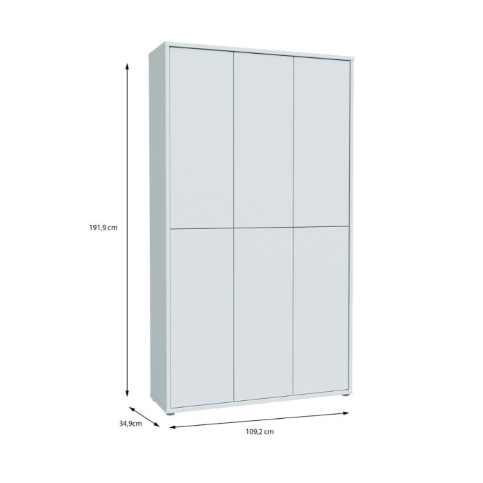 Alice Springs Tall Shoe Cabinet with 6 Doors Push-to-Open in Light Grey