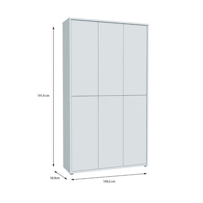 Alice Springs Tall Shoe Cabinet with 6 Doors Push-to-Open in Light Grey