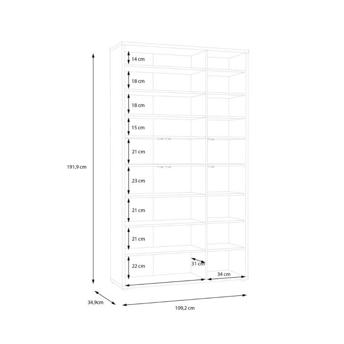 Alice Springs Tall Shoe Cabinet with 6 Doors Push-to-Open in Light Grey