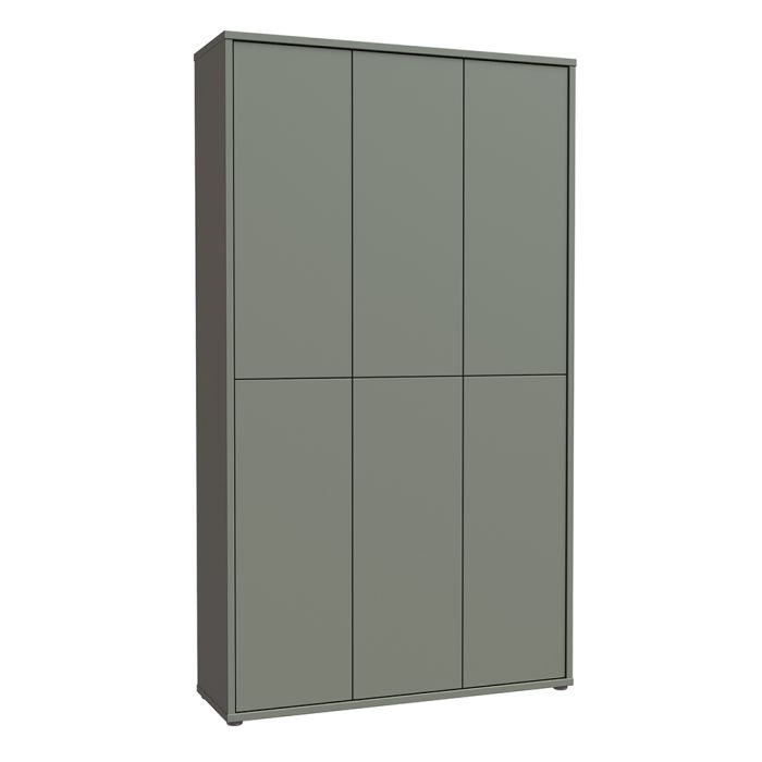 Alice Springs Tall Shoe Cabinet with 6 Doors Push-to-Open in Sage Green