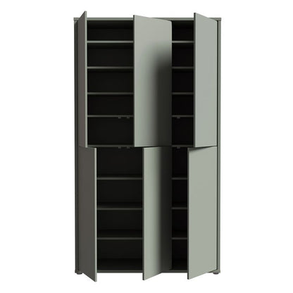 Alice Springs Tall Shoe Cabinet with 6 Doors Push-to-Open in Sage Green