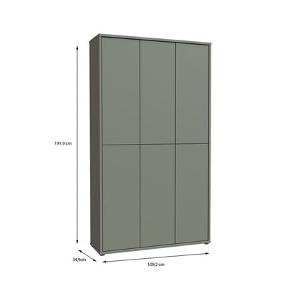 Alice Springs Tall Shoe Cabinet with 6 Doors Push-to-Open in Sage Green