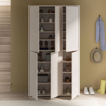 Alice Springs Tall Shoe Cabinet with 6 Doors Push-to-Open in Sand