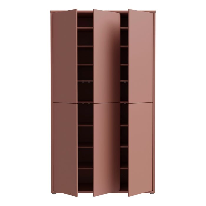 Alice Springs Tall Shoe Cabinet with 6 Doors Push-to-Open in Terracotta