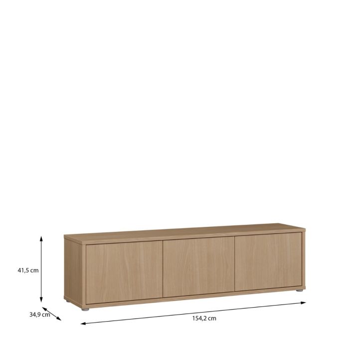 Alice Springs Wide TV Cabinet with 3 Doors Push-to-Open in Elegancia Oak