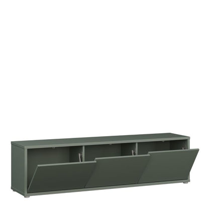 Alice Springs Wide TV Cabinet with 3 Doors Push-to-Open in Sage Green