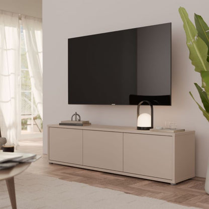 Alice Springs Wide TV Cabinet with 3 Doors Push-to-Open in Sand