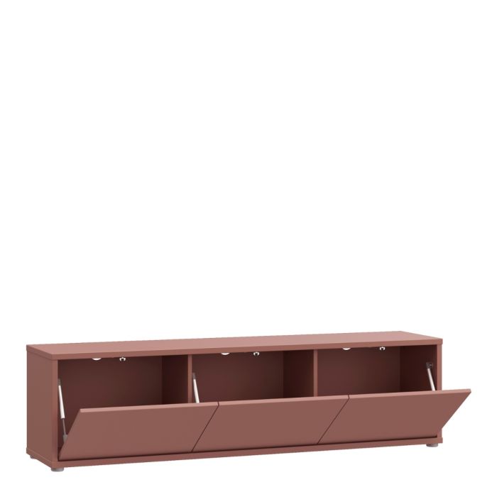 Alice Springs Wide TV Cabinet with 3 Doors Push-to-Open in Terracotta