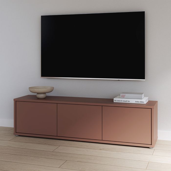 Alice Springs Wide TV Cabinet with 3 Doors Push-to-Open in Terracotta