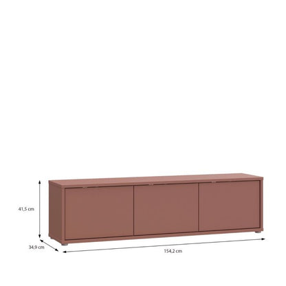 Alice Springs Wide TV Cabinet with 3 Doors Push-to-Open in Terracotta