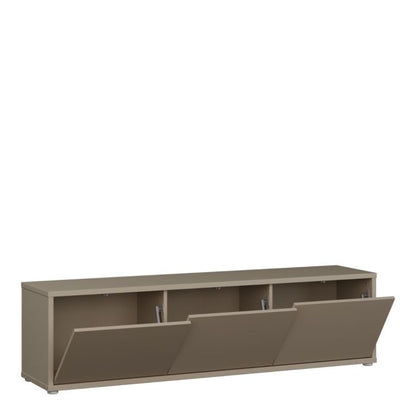 Alice Springs Wide TV Cabinet with 3 Doors Push-to-Open in Taupe