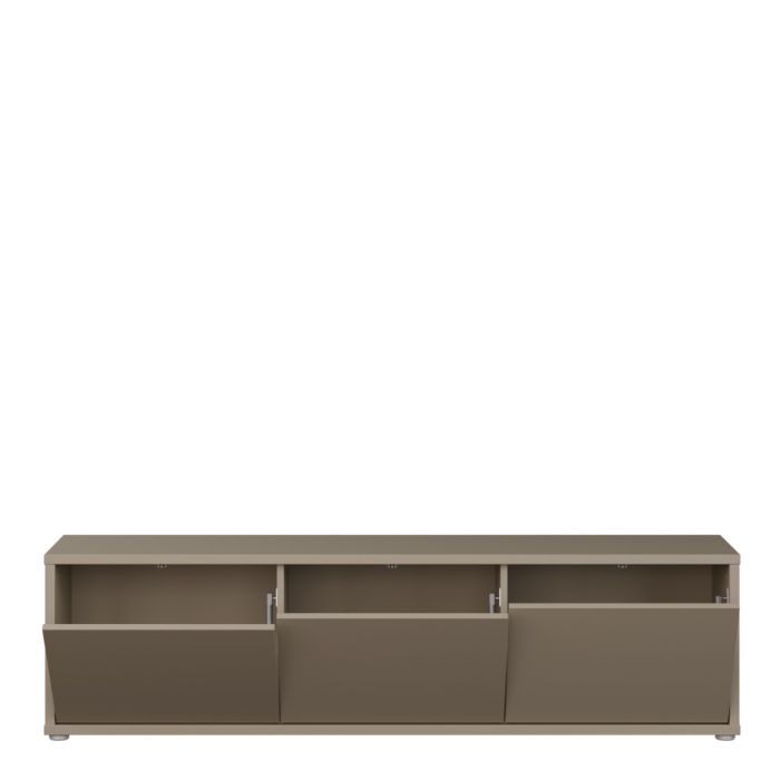 Alice Springs Wide TV Cabinet with 3 Doors Push-to-Open in Taupe