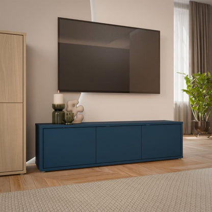 Alice Springs Wide TV Cabinet with 3 Doors Push-to-Open in Night Blue