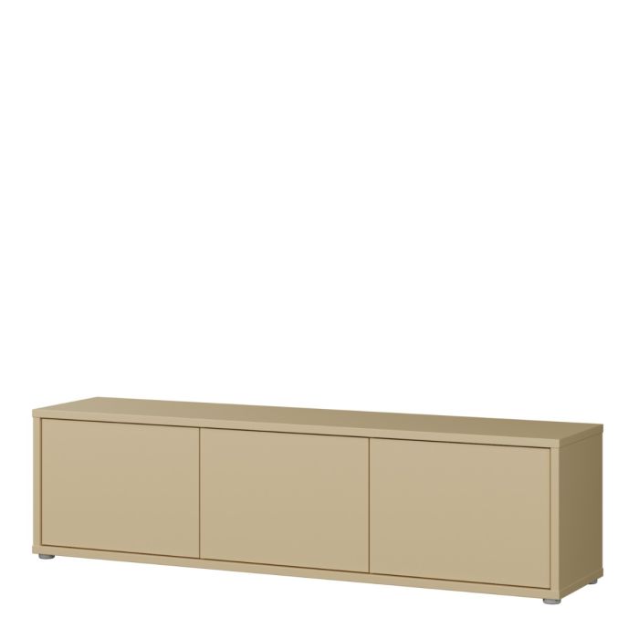 Alice Springs Wide TV Cabinet with 3 Doors Push-to-Open in Butter Yellow