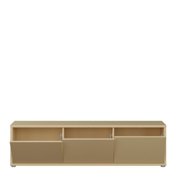 Alice Springs Wide TV Cabinet with 3 Doors Push-to-Open in Butter Yellow