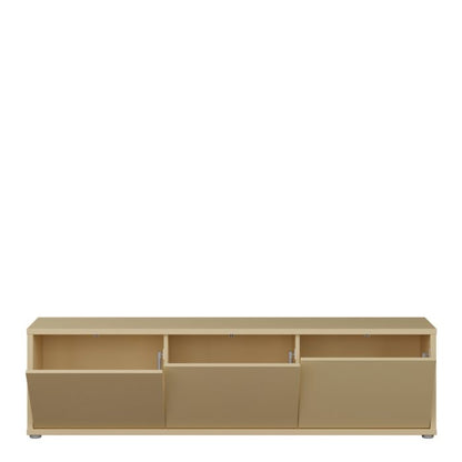 Alice Springs Wide TV Cabinet with 3 Doors Push-to-Open in Butter Yellow
