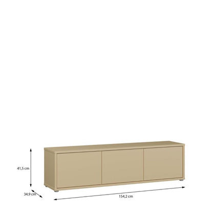 Alice Springs Wide TV Cabinet with 3 Doors Push-to-Open in Butter Yellow