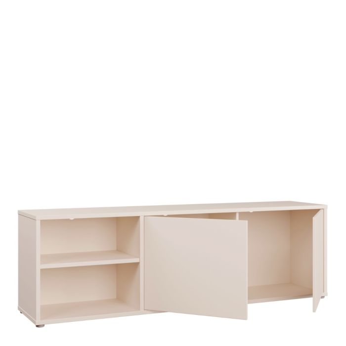 Alice Springs Wide TV Cabinet with 2 Doors Push-to-Open & 1 Open Shelf in Sand
