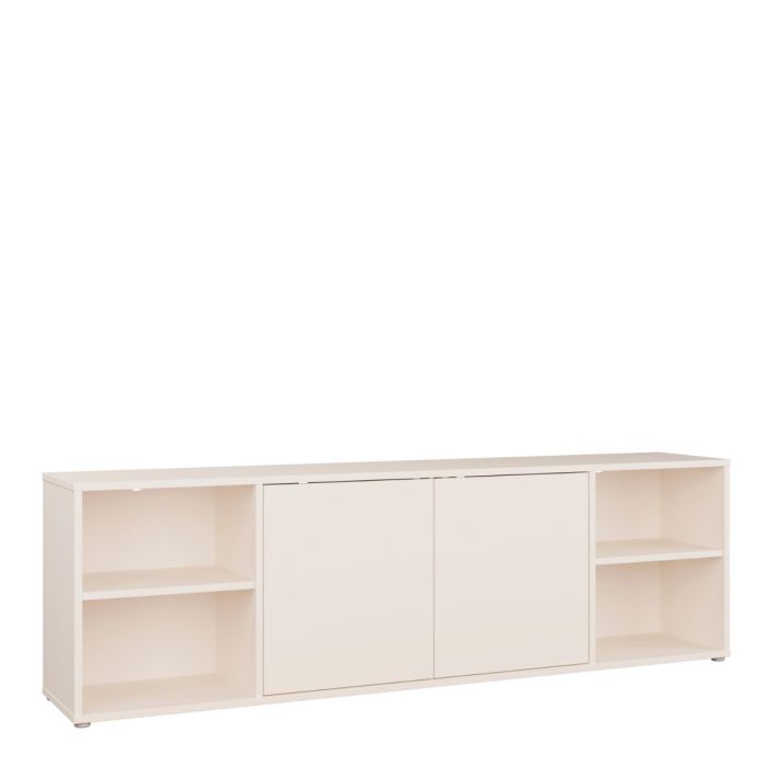 Alice Springs Wide TV Cabinet with 2 Doors Push-to-Open & 2 Open Shelves in Sand