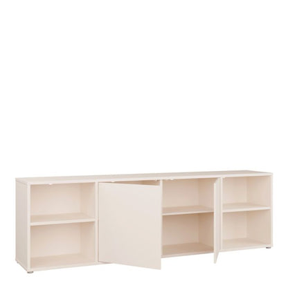 Alice Springs Wide TV Cabinet with 2 Doors Push-to-Open & 2 Open Shelves in Sand