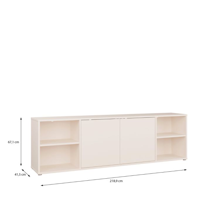 Alice Springs Wide TV Cabinet with 2 Doors Push-to-Open & 2 Open Shelves in Sand