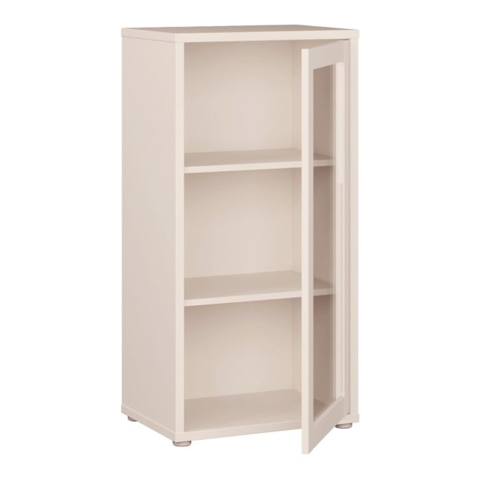 Alice Springs Low Glass Fronted Cabinet with Push-to-Open Door in Sand