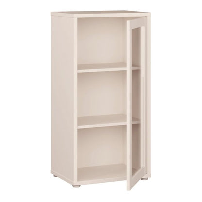 Alice Springs Low Glass Fronted Cabinet with Push-to-Open Door in Sand