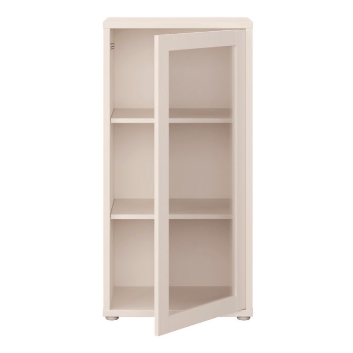 Alice Springs Low Glass Fronted Cabinet with Push-to-Open Door in Sand
