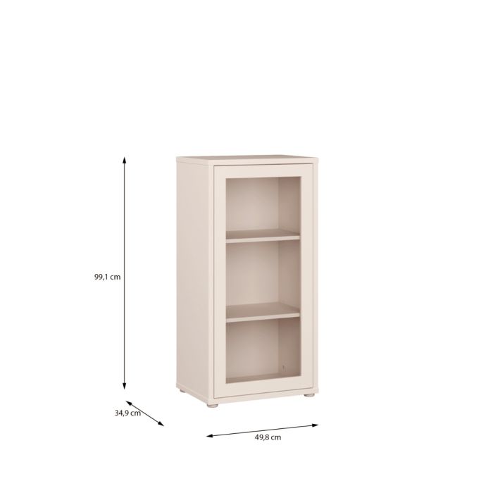 Alice Springs Low Glass Fronted Cabinet with Push-to-Open Door in Sand