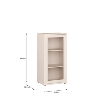 Alice Springs Low Glass Fronted Cabinet with Push-to-Open Door in Sand
