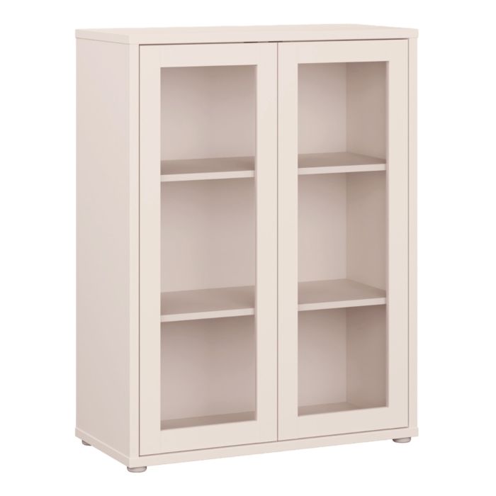 Alice Springs Low Glass Fronted Cabinet with 2 Push-to-Open Doors in Sand
