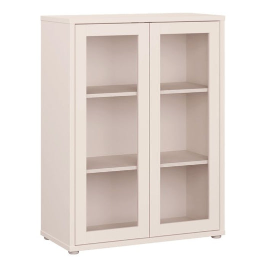 Alice Springs Low Glass Fronted Cabinet with 2 Push-to-Open Doors in Sand
