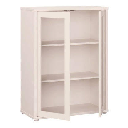 Alice Springs Low Glass Fronted Cabinet with 2 Push-to-Open Doors in Sand